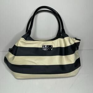 Kate Spade Stevie Cambridge Striped Nylon Shoulder Bag, Black & Cream Striped